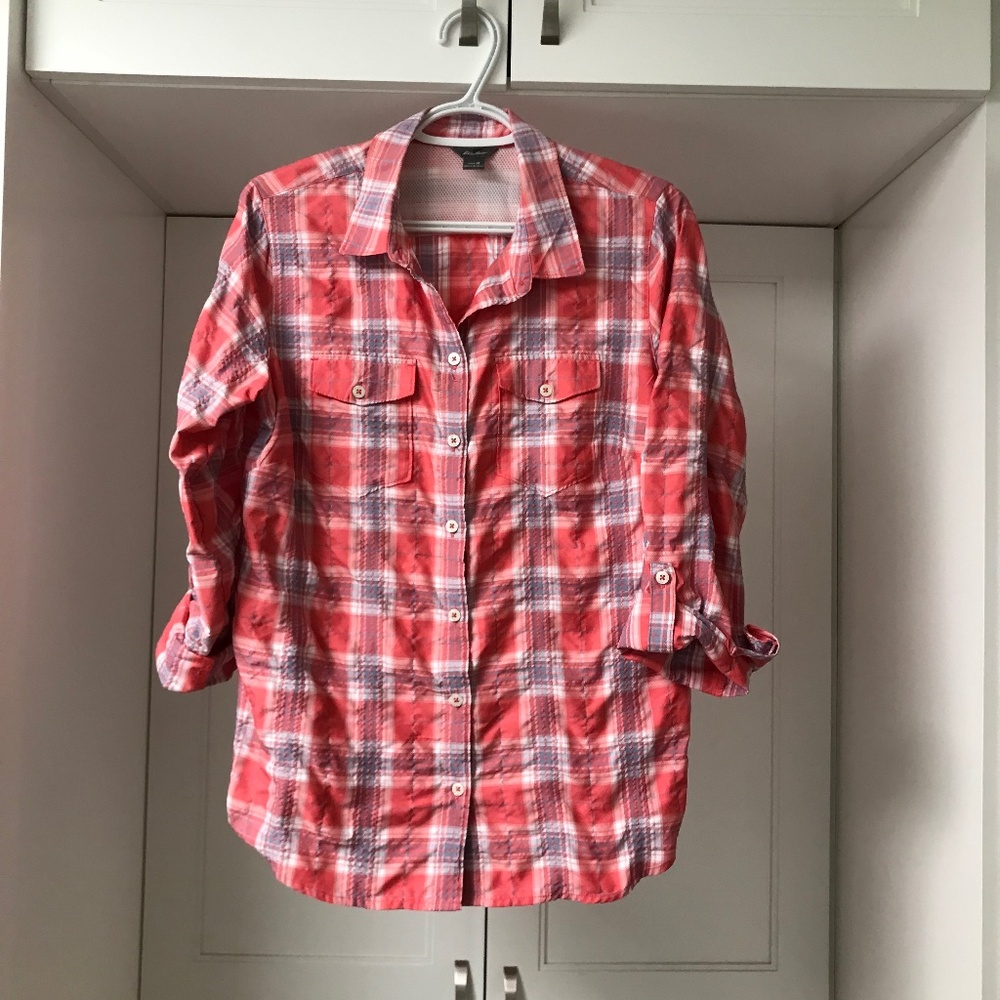 Eddie Bauer Women’s Plaid Travel / Hiking Shirt US M